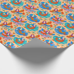 Papel De Regalo Aves de fuego y sirenas