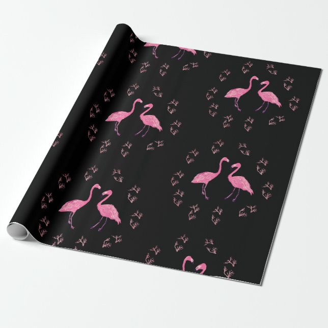 Papel De Regalo Aves Flamingo Rosadas (Desenrollado)