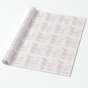 Papel De Regalo Aves jaula boda púrpura  envoltura personalizado