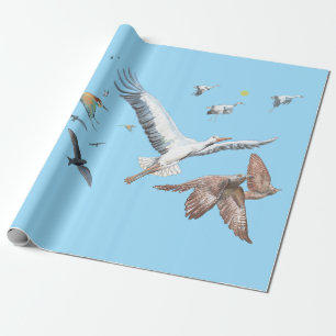 Papel De Regalo Aves migratorias rastreando su Ilustracion de vuel