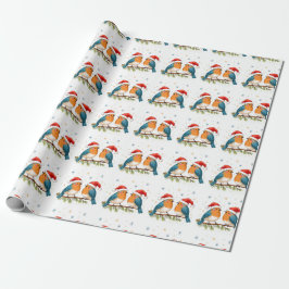 Papel De Regalo Aves navidades