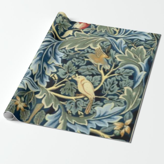 Papel De Regalo Aves William Morris y Acanthus (Desenrollado)