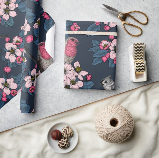 Papel De Regalo Aves y flores (Artesanía)