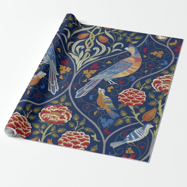 Papel De Regalo Aves y flores, William Morris (Desenrollado)