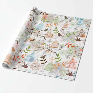Papel De Regalo Aves y jaulas