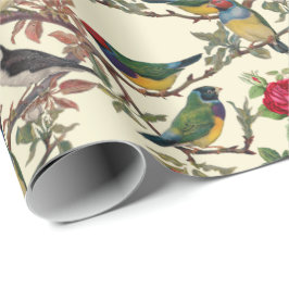 Papel De Regalo Aves y Rosas de Victoria Chintzy Retro