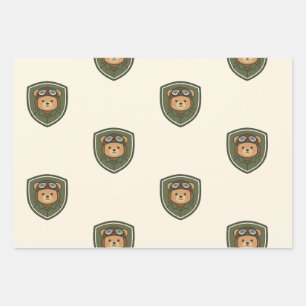 Papel de regalo Aviator Bear Military Party