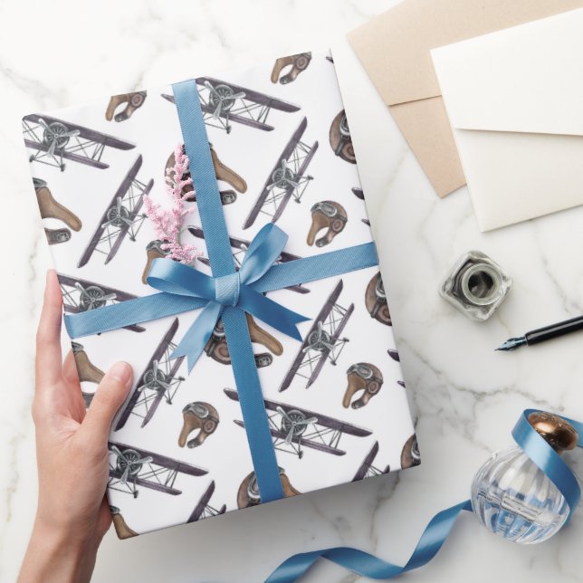 Papel De Regalo Avión Antiguo (Regalar)