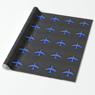 Papel De Regalo Avión azul real