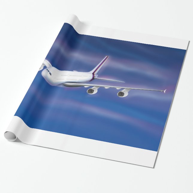Papel De Regalo Avión comercial de doble decker (Desenrollado)