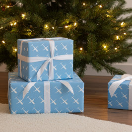 Papel De Regalo Avión en Azul, Piloto Elegante Divertido, Cumpleañ