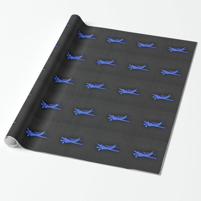 Papel De Regalo Avión pequeño azul real (Desenrollado)