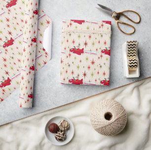 Papel De Regalo Avión Rojo Personalizado y Santa, Feliz Navidad