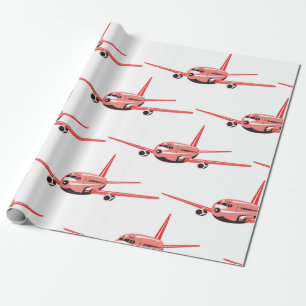 Papel De Regalo Avión rosa