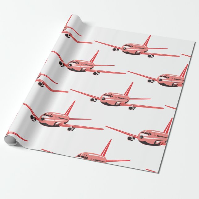 Papel De Regalo Avión rosa (Desenrollado)