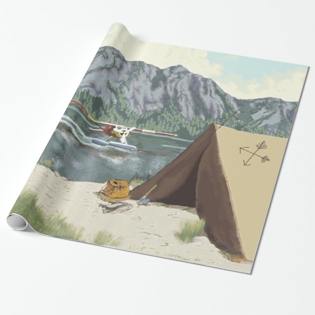 Papel De Regalo Avión Y Viajes De Pesca De Alaska Bush (Desenrollado)