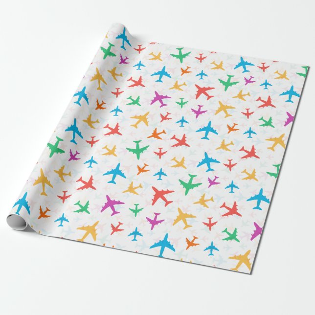 Papel De Regalo Aviones coloridos (Desenrollado)