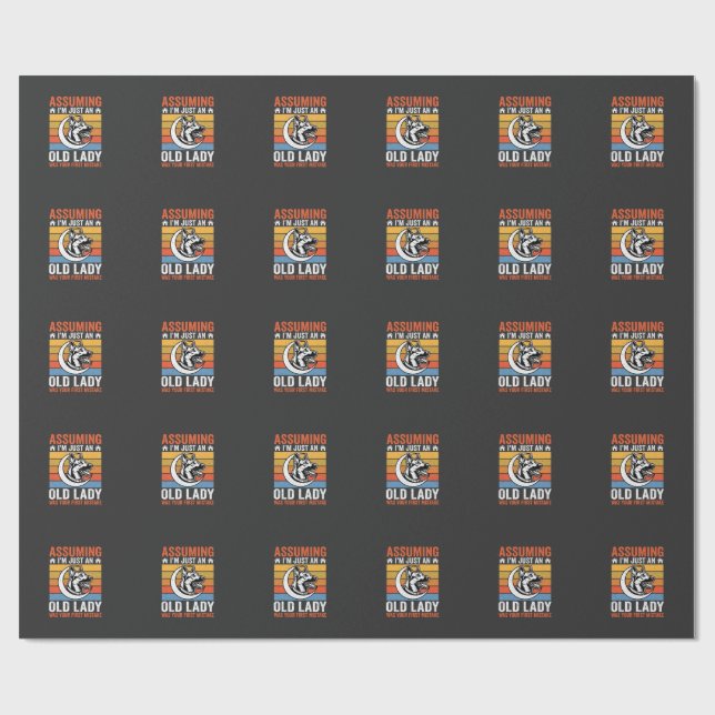 Papel De Regalo Aviso de perro de vieja dama Retro (Superficie plana)