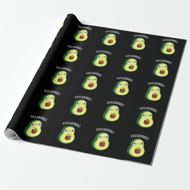 Papel De Regalo Avoc adorable Funny Aguacate Pun Dark BG (Desenrollado)