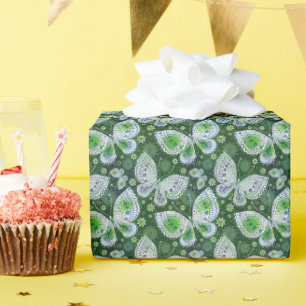 Papel De Regalo Away Paisley Butterfly Print Green