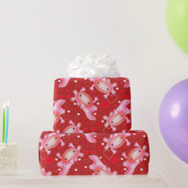 Papel De Regalo Axolotl Love Red
