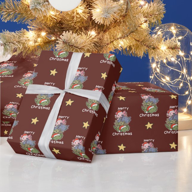 Papel De Regalo Axolotl Navidades de árboles de Navidad Animales A (Vacaciones)