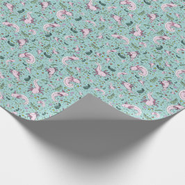 Papel De Regalo Axolotls en azul