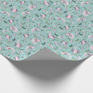 Papel De Regalo Axolotls en azul