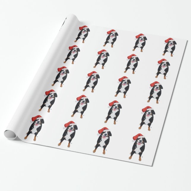 Papel De Regalo Ayudante de Berna Mt. Dog Santa (Desenrollado)