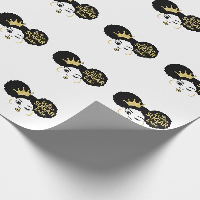 Papel De Regalo Azúcar marrón en negro y oro (Esquina)