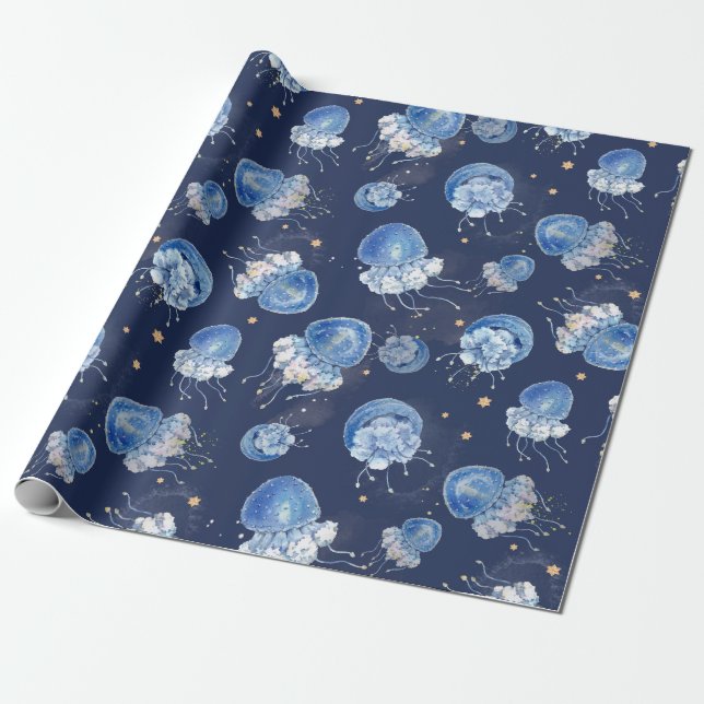 Papel De Regalo Azul acuarela (Desenrollado)