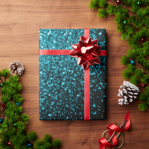 Papel De Regalo Azul acuático brillante falso brillo destellos
