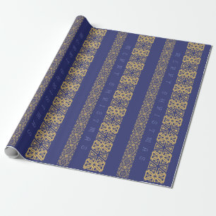 Papel De Regalo Azul ajustable estacional del saludo de Ornamentic