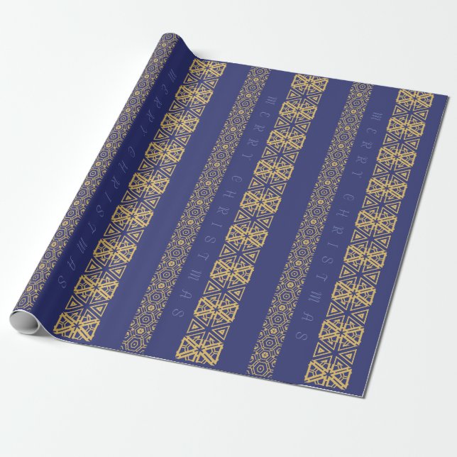Papel De Regalo Azul ajustable estacional del saludo de Ornamentic (Desenrollado)