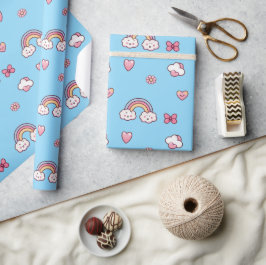 Papel De Regalo Azul Arcoíris Pastel Soñador