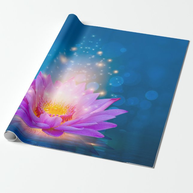 Papel De Regalo Azul azul de flor azul morado blanco Lotus (Desenrollado)