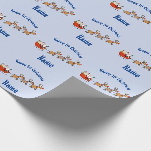 Papel De Regalo AZUL Babys 1 Navidades Giftwrap Personalizado (Esquina)