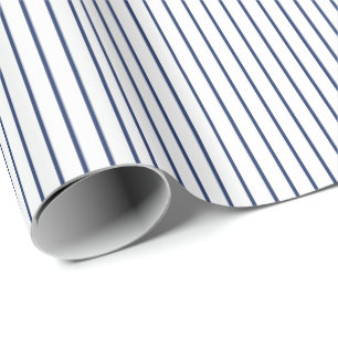 Papel De Regalo Azul Básico de Raya Fina Minimalista para Cualquie