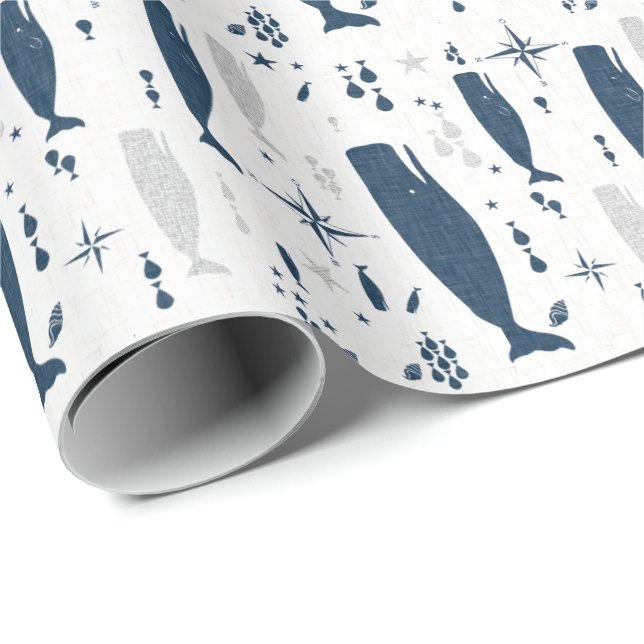 PAPEL DE REGALO AZUL BLANCO ESPERMO CON TEXTURA (Esquina del rollo)