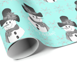 Papel De Regalo Azul brillante con nieve