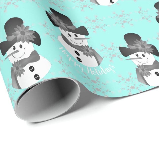 Papel De Regalo Azul brillante con nieve (Esquina del rollo)