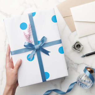 Papel De Regalo Azul Celeste Lunares Blanco Color Personalizado Fi