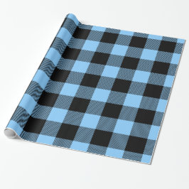 Papel De Regalo Azul Celeste Negro Búfalo Enorme Plaid Lumberjk Ta