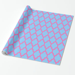 Papel De Regalo Azul Celeste Rosa Caliente Marroquí #4