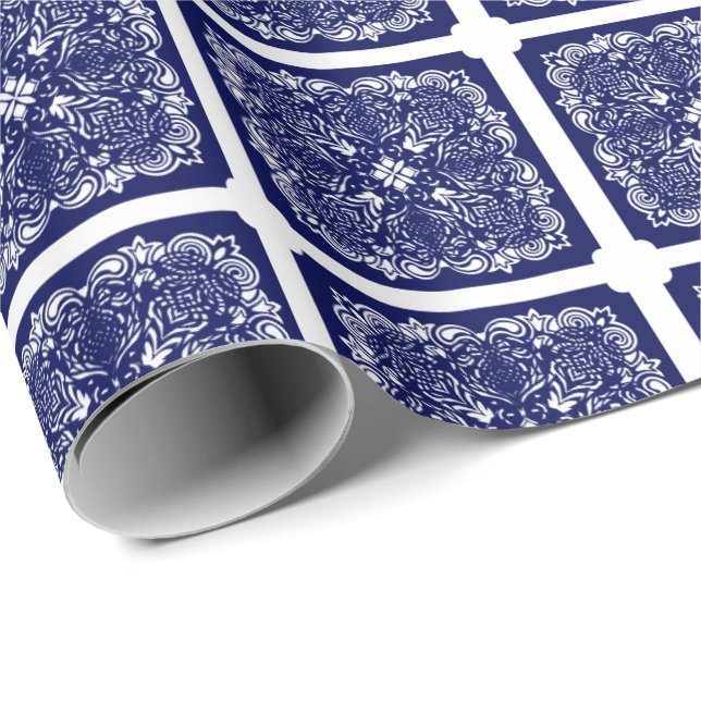 Papel de Regalo Azul Chino (Esquina del rollo)