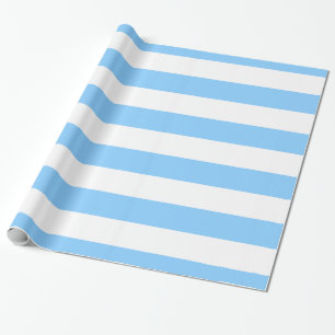 Papel De Regalo Azul Cielo, Blanco Patrón de Rayas XL
