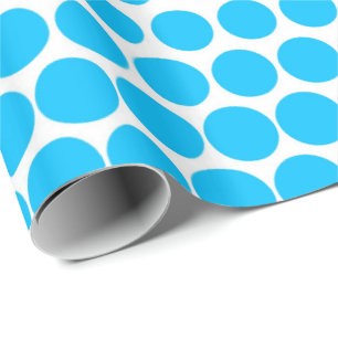 Papel De Regalo Azul Cielo Lunares Moderno Blanco