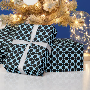 Papel De Regalo Azul claro con geométrico negro