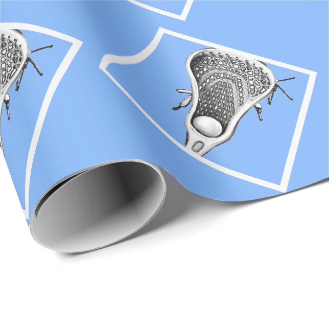 Papel de regalo azul claro de Lacrosse (Esquina del rollo)