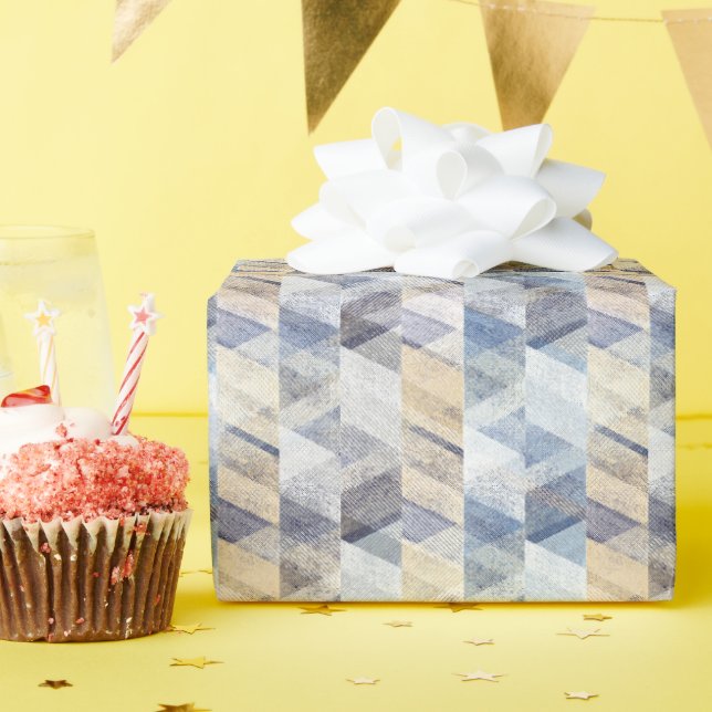 Papel De Regalo azul claro texturizado, zigzag beige (Fiesta de cumpleaños )